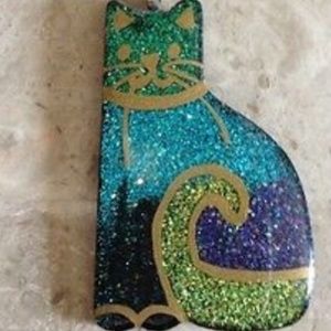 Artisan Made Cat Pendant on Leather Cord